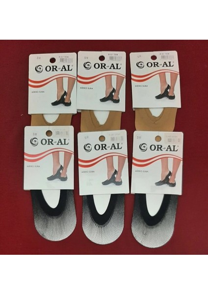 Mikro Suba Babet Çorap 6'lı Paket Beden S-M Siyah - Ten