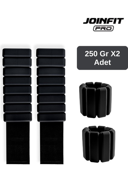 Pro El ve Ayak Bilek Ağırlığı 250 gr x 2 Adet Siyah | Ayarlanabilir Spor ve Fitness Ekipmanı