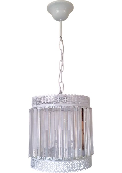 Luna Tekli Avize – Beyaz Metal, Tabut Kristal Taşlı Modern Avize | E27 Uyumlu, Yerli Üretim fiyatları