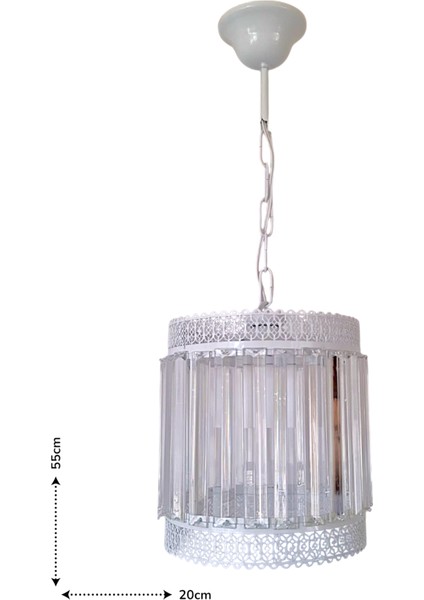 Luna Tekli Avize – Beyaz Metal, Tabut Kristal Taşlı Modern Avize | E27 Uyumlu, Yerli Üretim modelleri