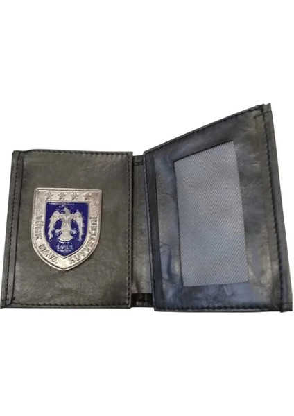 Havacı Rozetli Deri Siyah Cüzdan