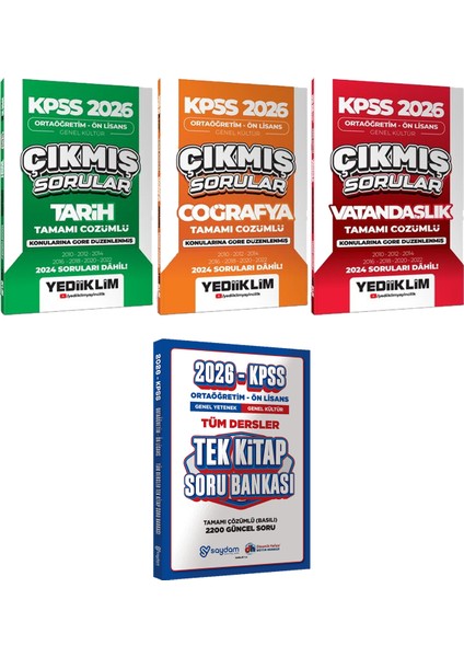 2026 Ortaöğretim Ön Lisans Tarih Coğrafya Vatandaşlık Çıkmış - Ortaöğretim Ön Lisans Tek Kitap Soru