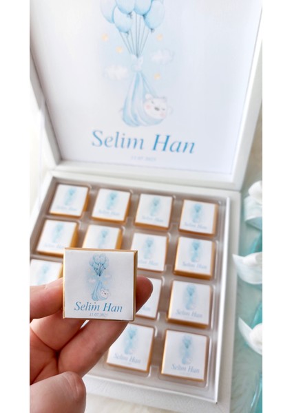 Kişiye Özel Doğum Günü Yeni Doğan Mevlid Çikolatası 48 Adet Madlen Çikolata