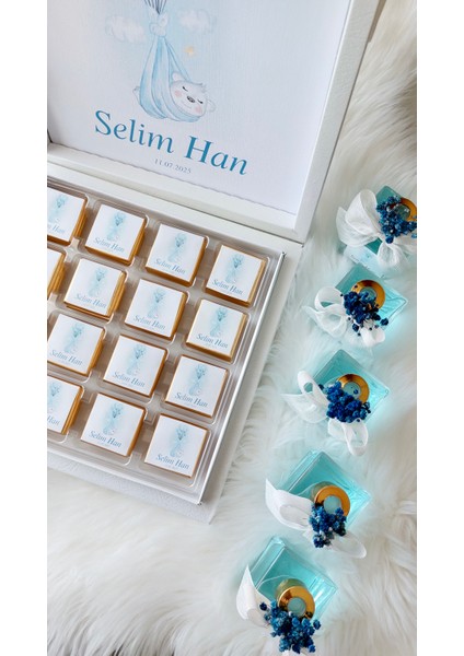 Kişiye Özel Doğum Günü Yeni Doğan Mevlid Çikolatası 48 Adet Madlen Çikolata modelleri