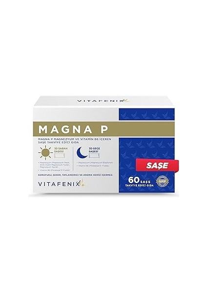 Magna P Vitafenix Magna P Magnezyum Complex - Glisinat Sitrat Malat Taurat ve B6 Içeren Gece Gündüz