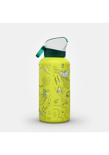 Çocuk Pipetli Alüminyum Matara - 0,6 L - Pratik Kapak - Sarı - 500 modelleri