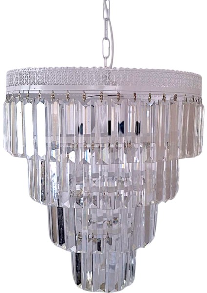 Alvina 3’lü Avize – Beyaz Metal, 4 Katlı Tabut Kristal Taşlı Lüks Avize | E27 Uyumlu, Yerli Üretim fiyatları