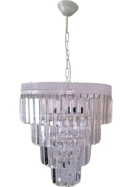 Alvina 3’lü Avize – Beyaz Metal, 4 Katlı Tabut Kristal Taşlı Lüks Avize | E27 Uyumlu, Yerli Üretim fırsatları