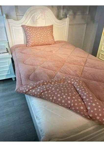 Wellsoft Tek Kişilik Lüx Pamuklu Uyku Seti Desenli Yorgan 155 x 215 cm & Yastık Kılıfı & Lastikli Çarşaf