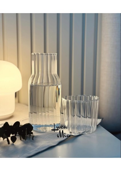 Vetro Cam Bardaklı Gece Sürahisi 550ML