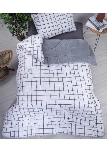 Wellsoft Tek Kişilik Lüx Pamuklu Uyku Seti Desenli Yorgan 155 x 215 cm & Yastık Kılıfı & Lastikli Çarşaf