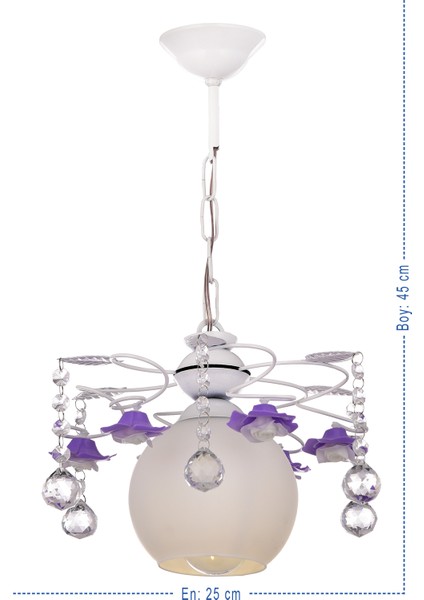 Güllü Şirin Tekli Avize Beyaz – Çiçek Detaylı Cam Başlık, Metal Gövde, E27 Duylu, Rustik Ampul Uyumlu fiyatları