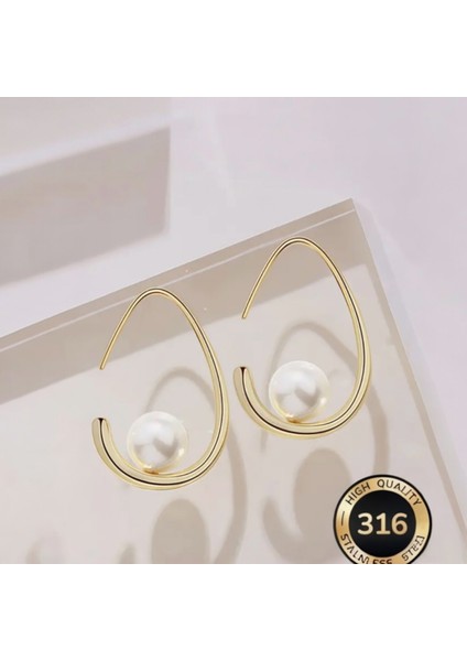 18 Ayar Altın Kaplama Gold Incili Küpe modelleri