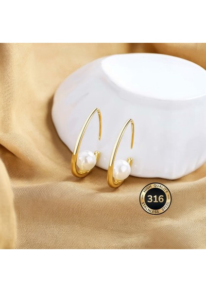 18 Ayar Altın Kaplama Gold Incili Küpe fırsatları