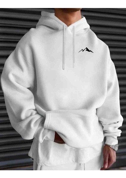 Dağ Baskılı Özel Tasarım Oversize Sweatshirt