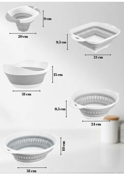 Çeyizlik 5’li Katlanır Süzgeç Seti – Pratik, Yer Tasarruflu Akordiyon Tasarım fiyatları