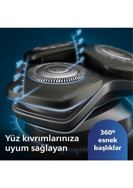 5000 Serisi Tıraş Makinesi, Sinekkaydı Tıraş, Skin Iq Teknolojisi, Islak ve Kuru Kullanım, Hassas Düzeltici Başlık + Onerous Lambader