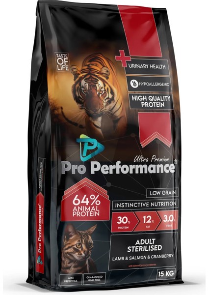 Ultra Premium Yetişkin Pro Performance Adult Cat Sterilised Lamb & Shrimps & Salmon & Cranberry 15