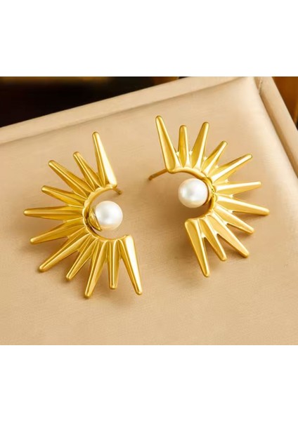 Vividcharm Inci Taşlı Güneş Tasarımlı Çelik Küpe indirimleri