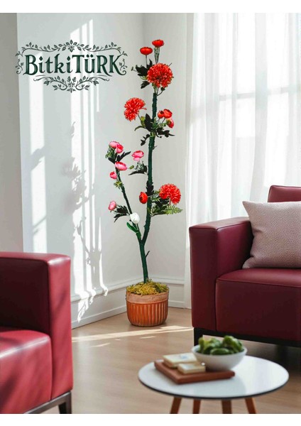 -Beton Saksıda Yapay Ağaç Şakayık Kriziantem Lale Ofis Salon Iç Mekan fiyatları