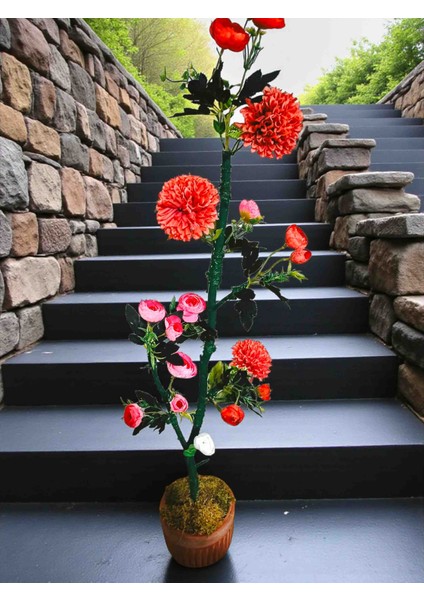 -Beton Saksıda Yapay Ağaç Şakayık Kriziantem Lale Ofis Salon Iç Mekan indirimleri