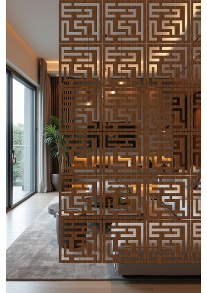 Lazer Kesim Sarkıt Paravan, Ahşap Separatör, Oda Bölücü 4'lü Panel Levha Labirent Model