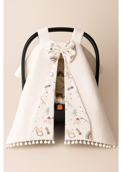 Beygebaby Beyaz Gökkuşaklı %100 Pamuk Müslin Kumaştan Çok Amaçlı Pamuk Puset Örtüsü & Minderi (2li Takım) fiyatları