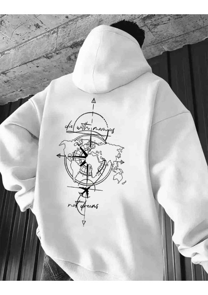 Harita Baskılı Özel Tasarım Oversize Sweatshirt