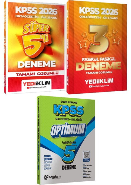 Kpss 2026 Süper 5 Deneme ve Fasikül Fasikül 3 Deneme - Lisans Optimum 5 Deneme