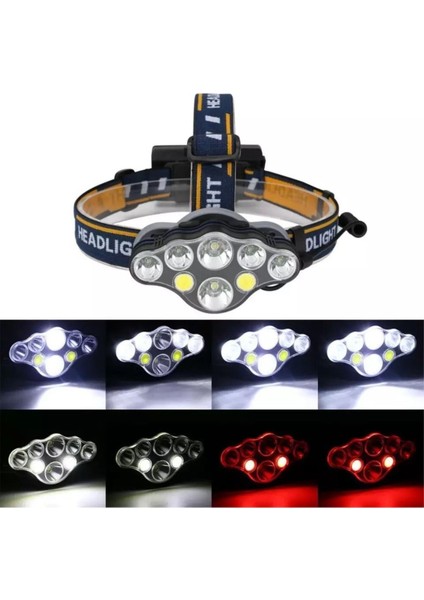 PS-888 Güçlü USB Şarj Edilebilir Profesyonel 8 Modlu 6000 Lümen 8 LED Su Geçirmez Kafa Lambası fırsatları
