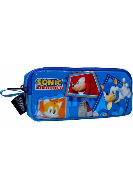 Sonic Desenli Kalem Kutu, Çift Bölmeli Kalem Kutu, Kalemlik, Kalem Kutu, Sonik, Sonic