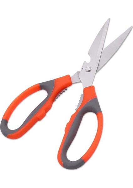 Çok Amaçlı Mutfak Makası, Paslanmaz Çelik, Et Tavuk Balık Börek Sebze Meyve Makası, Turuncu-Gri Renk