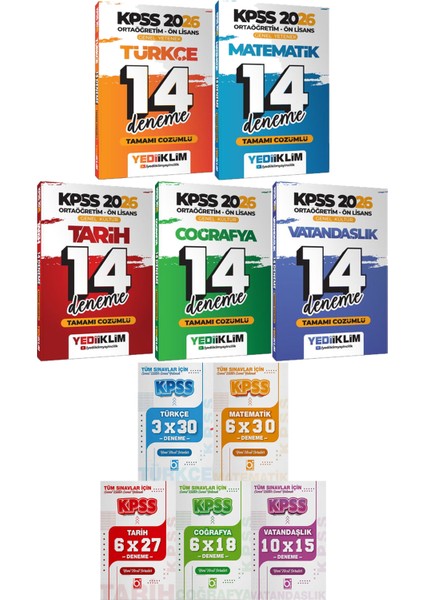 Ortaöğretim Ön Lisans Türkçe Mat. Tarih Coğ. Vat. 14 Deneme - 5 Ders 31 Deneme