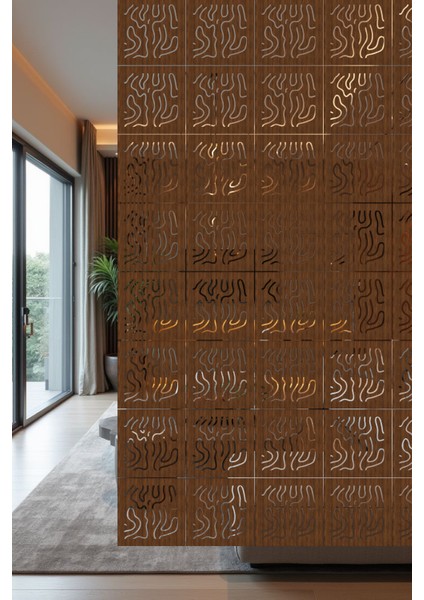 Lazer Kesim Sarkıt Paravan, Ahşap Separatör, Oda Bölücü 4'lü Panel Levha Modern Model