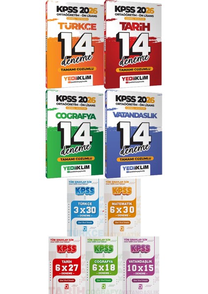 Ortaöğretim Ön Lisans Türkçe Tarih Coğrafya Vat. 14 Deneme - 5 Ders 31 Deneme