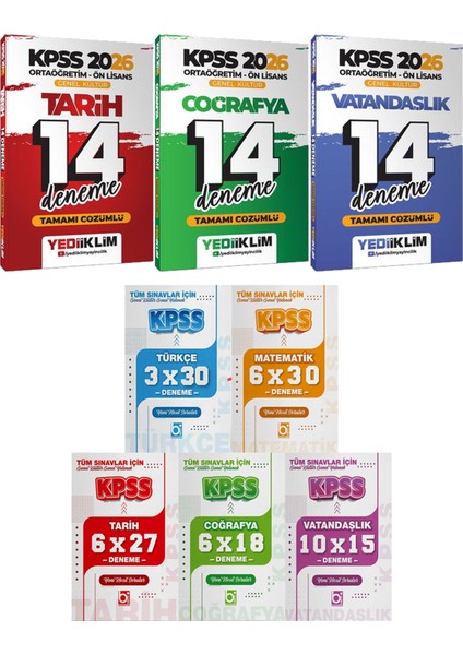 Ortaöğretim Ön Lisans Tarih Coğrafya Vatandaşlık 14 Deneme - 5 Ders 31 Deneme