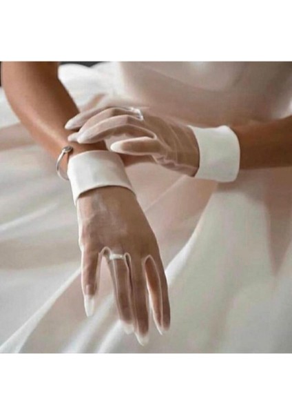 Beyaz Manşetli Gelin Eldiveni modelleri