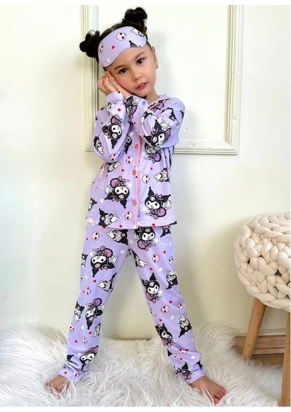 Kuromi Kız Çocuk Pijama Takımı Lila-Pembe