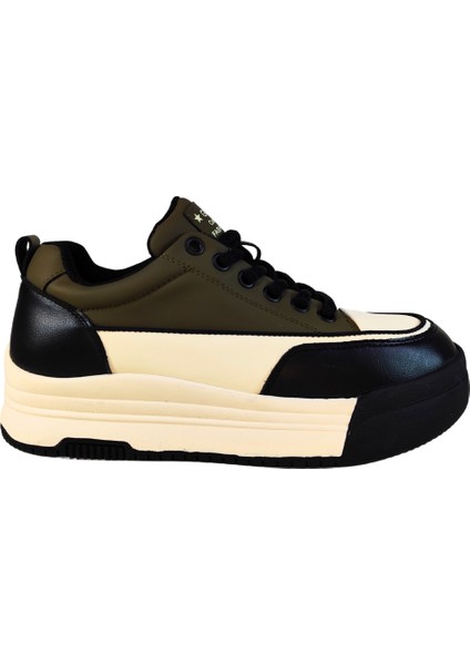 Kadın Deri Sneaker Çift Renkli Bağcık Kapamalı Yüksek Taban Günlük Ayakkabı modelleri