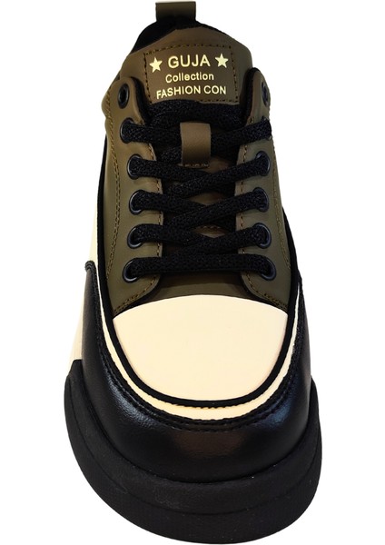 Kadın Deri Sneaker Çift Renkli Bağcık Kapamalı Yüksek Taban Günlük Ayakkabı fırsatları