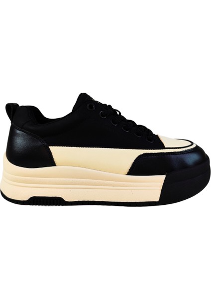 Kadın Deri Sneaker Çift Renkli Bağcık Kapamalı Yüksek Taban Günlük Ayakkabı fiyatları