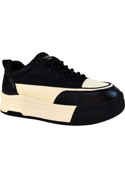 Kadın Deri Sneaker Çift Renkli Bağcık Kapamalı Yüksek Taban Günlük Ayakkabı modelleri