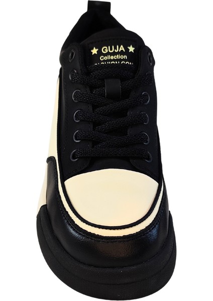 Kadın Deri Sneaker Çift Renkli Bağcık Kapamalı Yüksek Taban Günlük Ayakkabı fırsatları