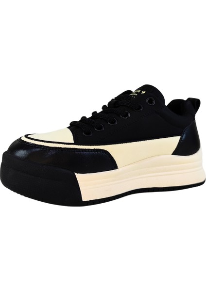 Kadın Deri Sneaker Çift Renkli Bağcık Kapamalı Yüksek Taban Günlük Ayakkabı indirimleri