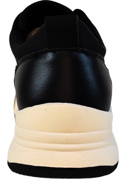 Kadın Deri Sneaker Çift Renkli Bağcık Kapamalı Yüksek Taban Günlük Ayakkabı