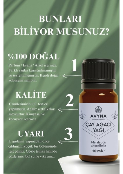 Çay Ağacı Uçucu Yağı 10 ml %100 Saf ve Doğal (Tea Tree Essential Oil) - 3 Al 2 Öde