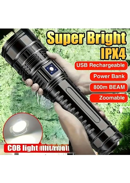 Hasuba HS-233 Güçlü LED El Feneri Yüksek Güç Işık Şarj Edilebilir Taktik El Feneri Kamp