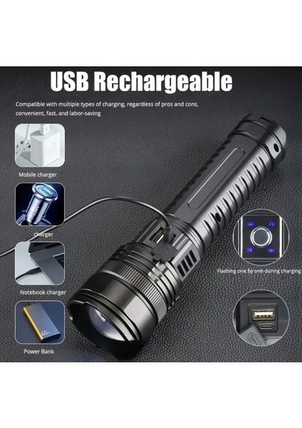 Hasuba HS-233 Güçlü LED El Feneri Yüksek Güç Işık Şarj Edilebilir Taktik El Feneri Kamp modelleri