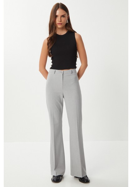 Dikişli Straight Poliviskon Pantolon LGP0023 Gri