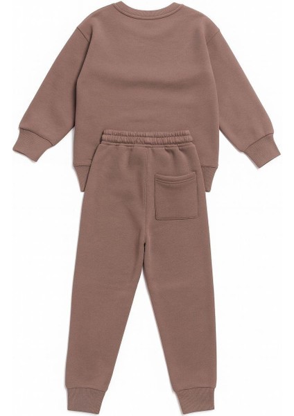 Erkek Çocuk Pamuklu Kahverengi Oversize Sweatshirt Eşofman Alt Takım - Rahat ve Şık fiyatları